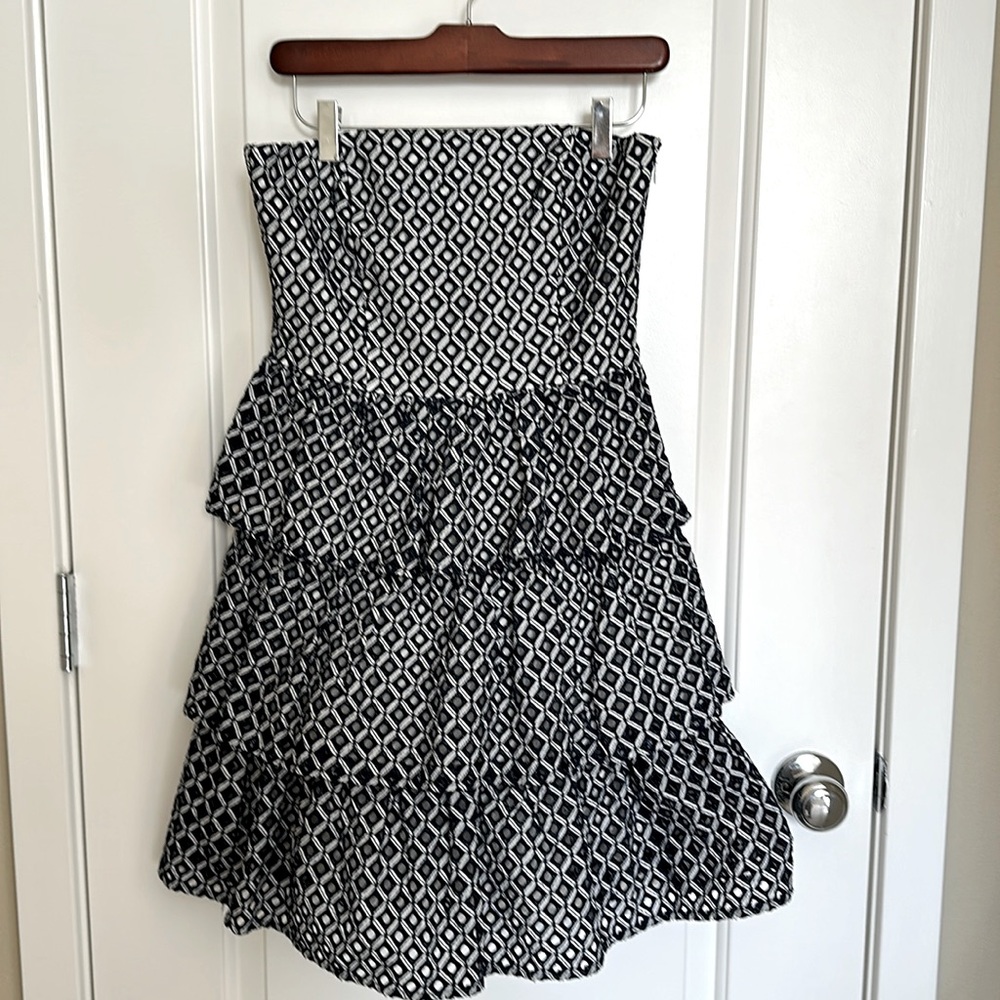 Strapless blue & white WHBM dress, EUC